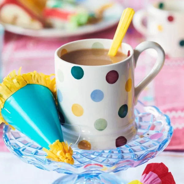 Vibrant Polka Dot 1/2 Pint Mug: Cream Earthenware with Playful Hue Dots - Image 2